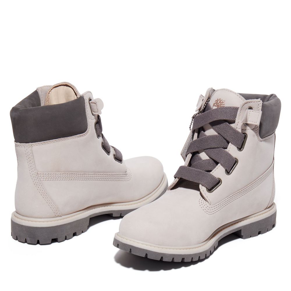 Bocanci 6-Inch Timberland Dama Albi - Premium Pull-On - Romania - QSFDLX367